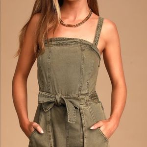 Free People Olive Green Overalls